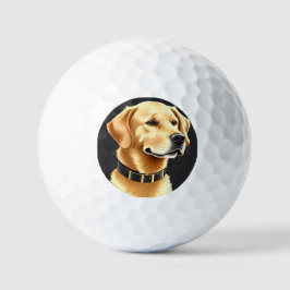 Balles De Golf Chien d'or retriever portant un collier en cuir