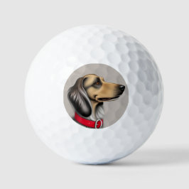 Balles De Golf Chien gracieux avec collier rouge Posé latéralemen