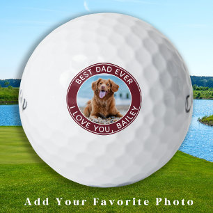 Balles De Golf Chien Meilleur Papa Jamais Blanc Photo Rouge