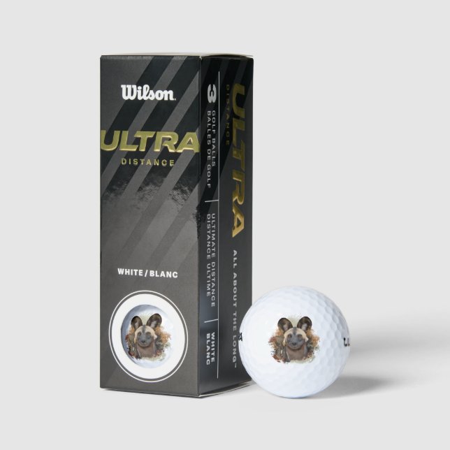 Balles De Golf Chien sauvage africain Abstrait Paint Splatter Fau (Emballage)