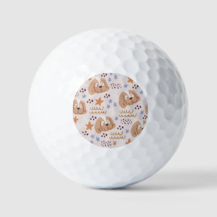 Balles De Golf Chiens mignons, étoiles, lignes : vintage sans sou