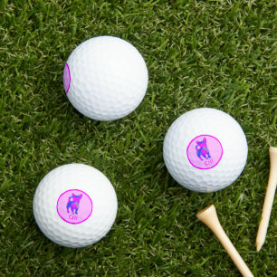 Balles De Golf Chihuahua joli chien rose Silhouette Monogramme