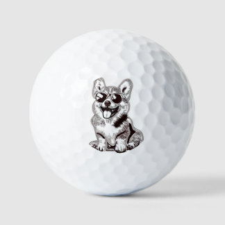 Balles De Golf Chiots Corgi personnalisés avec lunettes de soleil