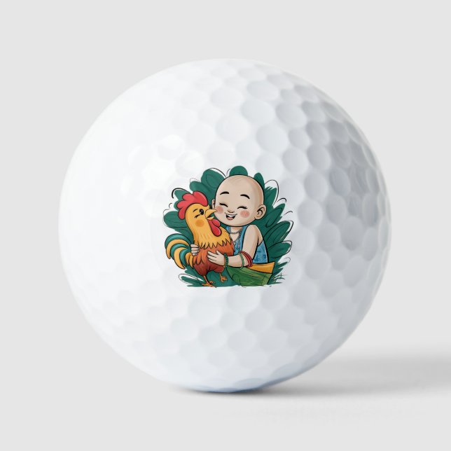 Balles de golf | Chloe Bébé Embrasse Le Coq (Recto)