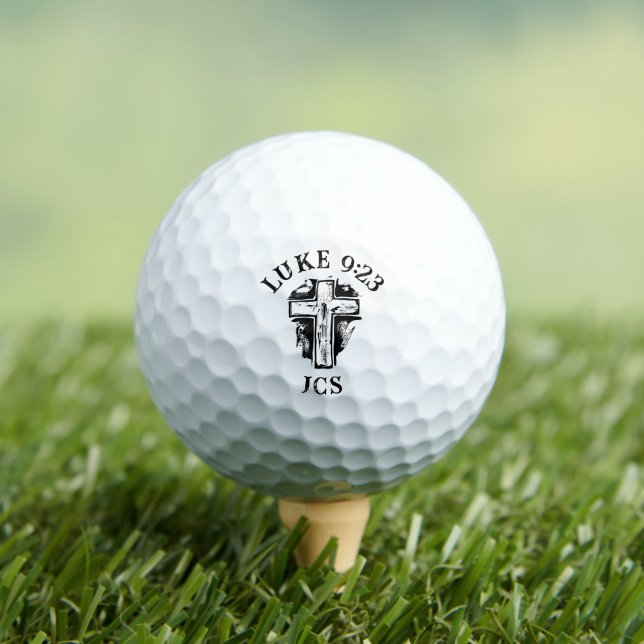 Balles De Golf Christian Cross Rustic Monogramme Verse Noir (T-shirt Insitu)
