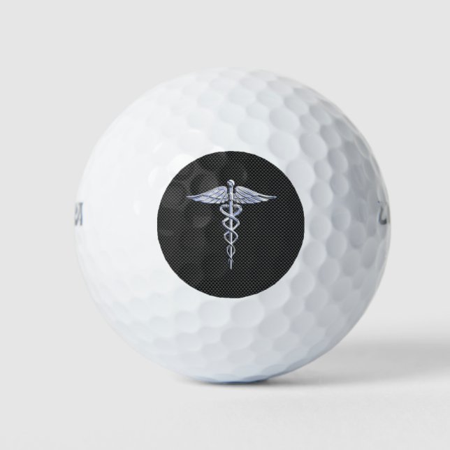 Balles De Golf Chrome Caduceus Médicale Symbole fibre de carbone  (Devant)