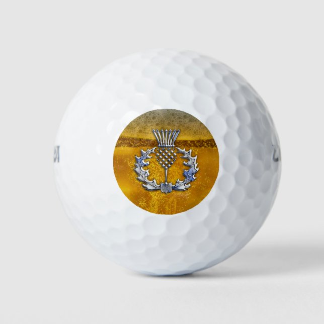 Balles De Golf Chrome sur Bière Imprimer Charbon écossais (Devant)