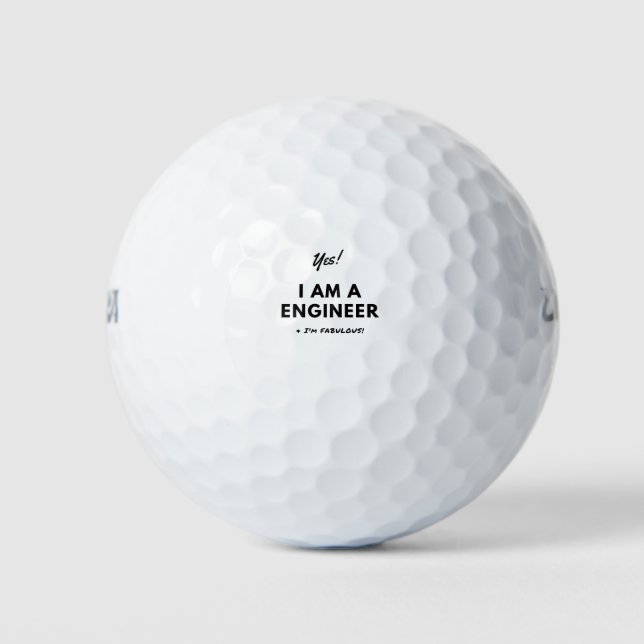 Balles De Golf Citation de l'ingénieur noir et blanc amusant (Devant)