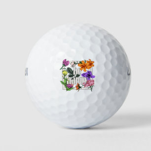 Balles De Golf Citation positive Be Happy and garden flowers
