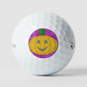 Balles De Golf Citrouille moderne sur violet géométrique