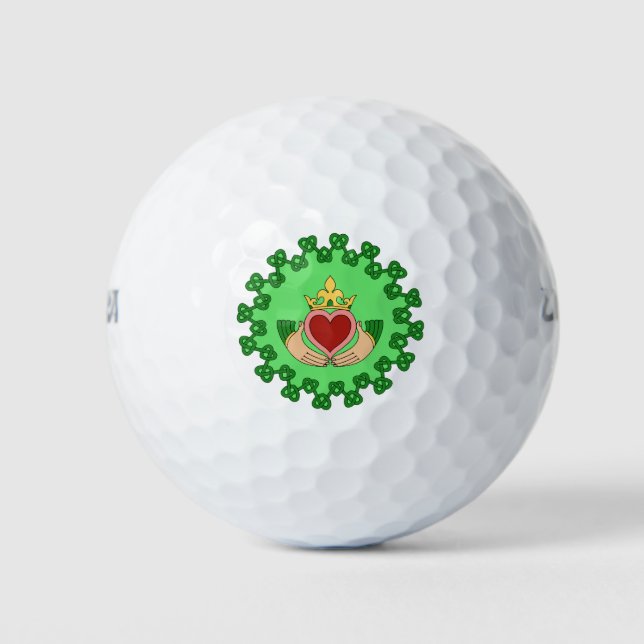 Balles De Golf Claddagh et Green Knotwork (Devant)