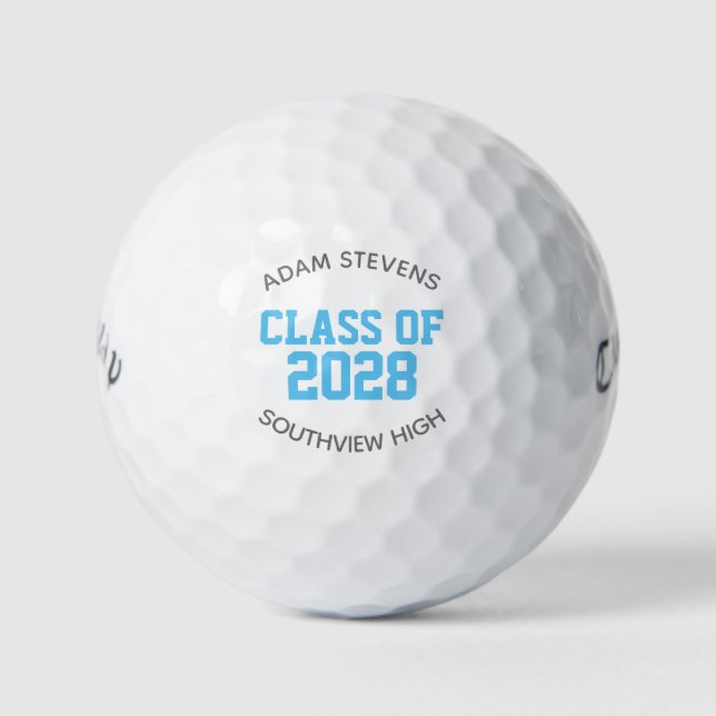 Balles De Golf Clair bleu classique Varsity Graduate Class Cadeau (Devant)