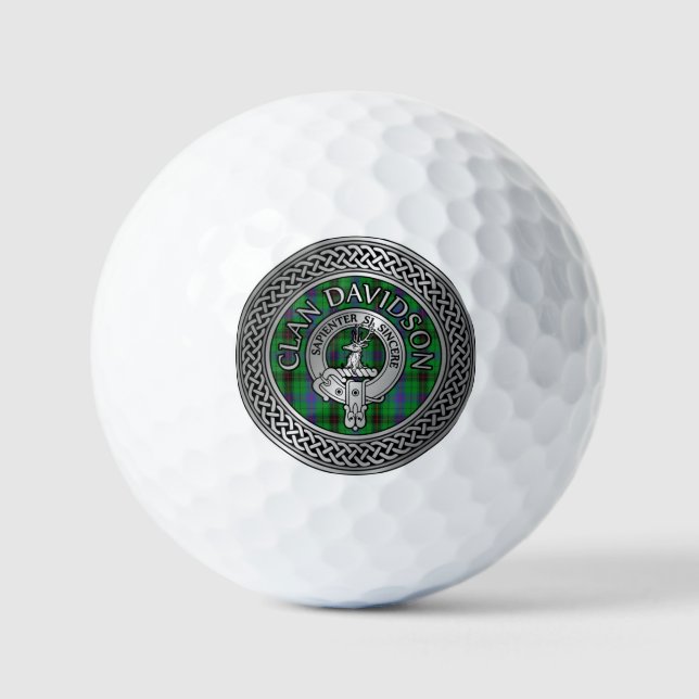 Balles De Golf Clan Davidson Crest & Tartan Knot (Recto)