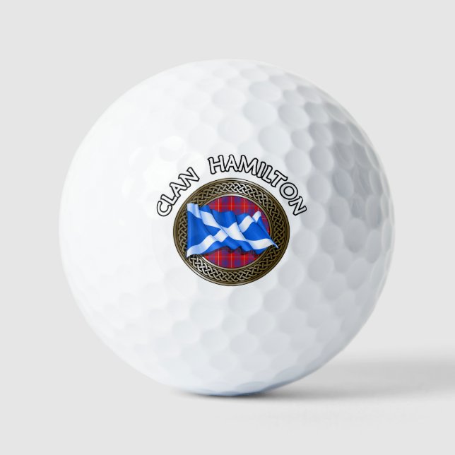 Balles De Golf Clan Hamilton Tartan Knot & Flag (Recto)