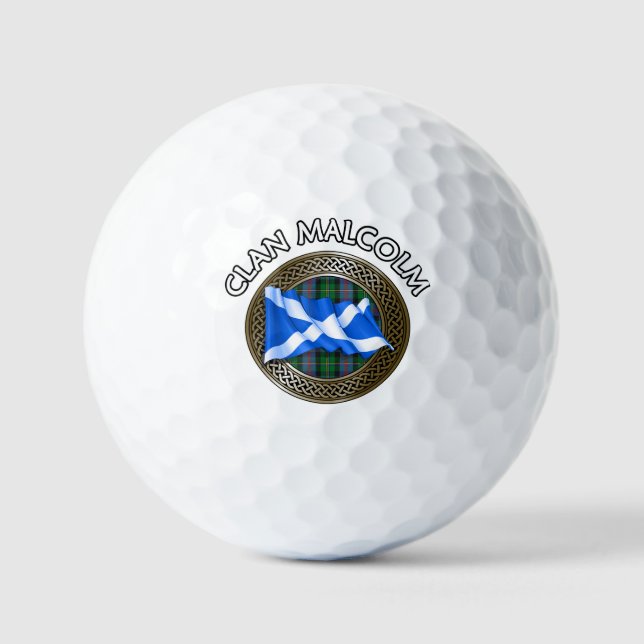 Balles De Golf Clan Malcolm Tartan Knot & Drapeau (Recto)