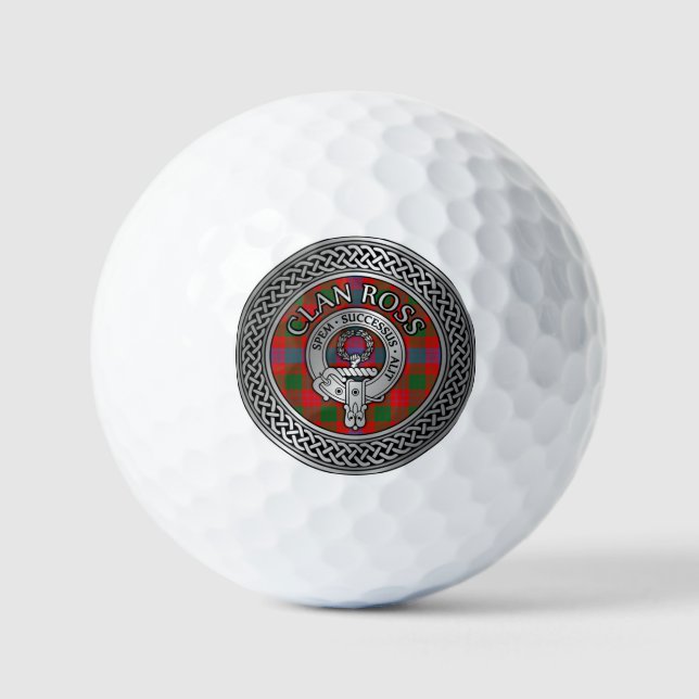 Balles De Golf Clan Ross Crest & Tartan Knot (Recto)