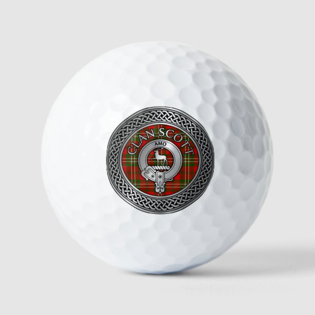 Balles De Golf Clan Scott Crest & Tartan Knot (Recto)