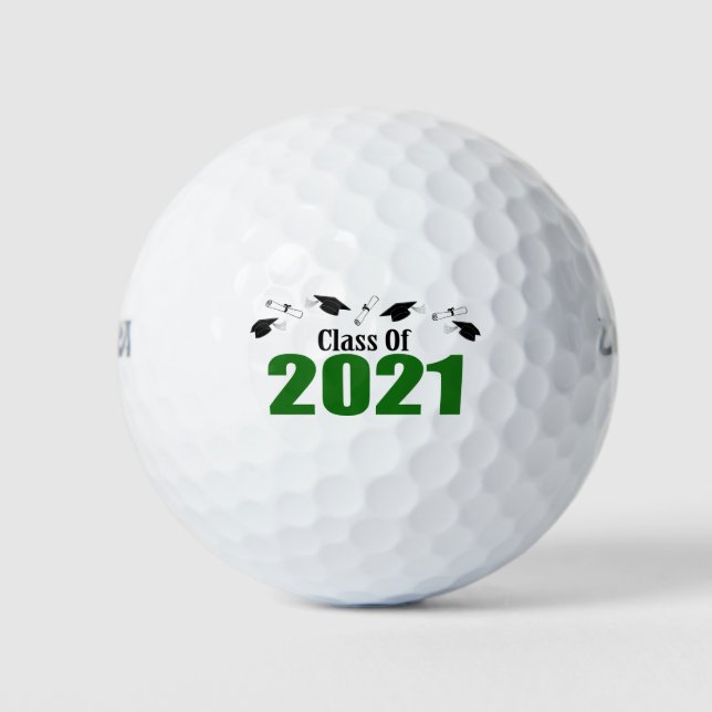 Balles De Golf Classe Of 2021 Caps And Diplomas (Green) (Devant)