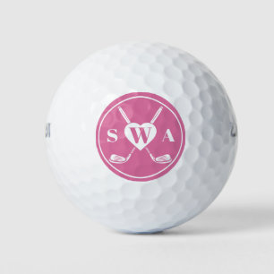 Balles De Golf Classic Custom Monogram Golf Club Heart Rose
