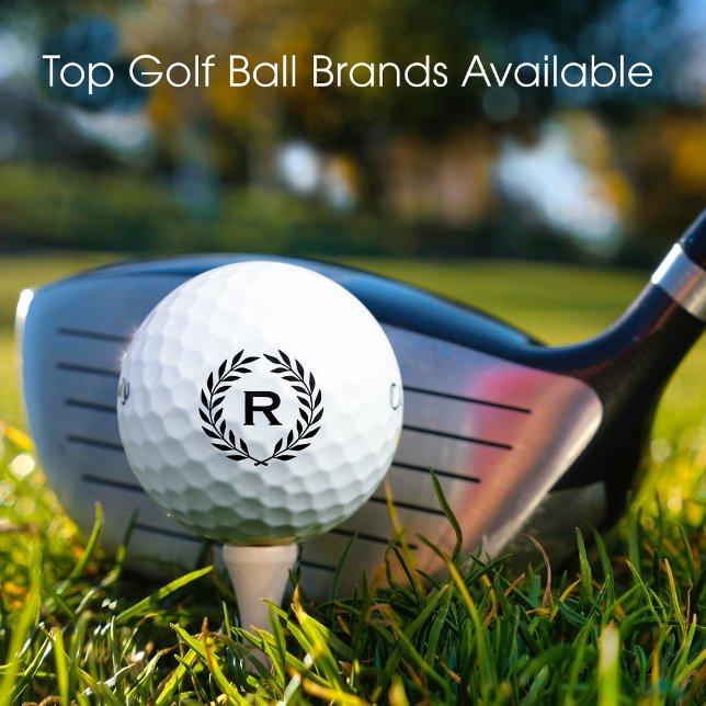 Balles De Golf Classic Personnalisé Monogramme Wreath Black (Créateur téléchargé)