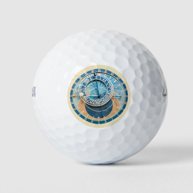 Balles De Golf Closeup on Prague Astronomical Clock, Czech R. (Devant)