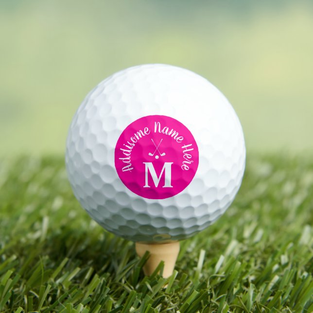 Balles De Golf Club de golf blanc rose chaud Monogramme (T-shirt Insitu)