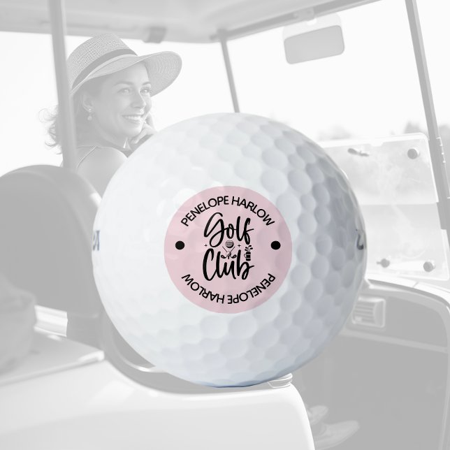 Balles De Golf Club de golf moderne personnalisé Nom Blush Pink (Créateur téléchargé)