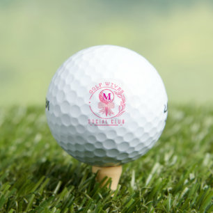 Balles De Golf Club Social de Femmes de Golf Monogramme Ruban Ros