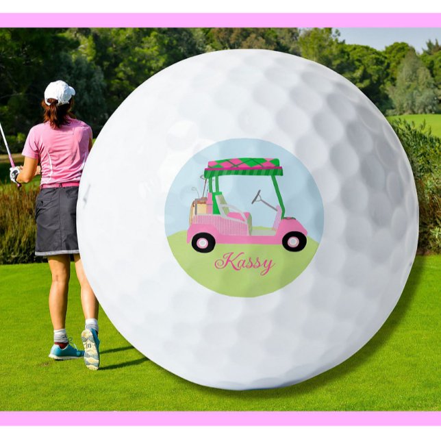 Balles De Golf Clubs de golf sur mesure personnalisés rose Nom (Créateur téléchargé)