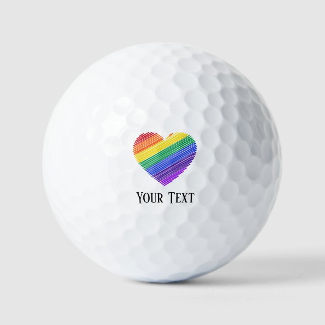 Balles De Golf Coeur arc-en-ciel de l'amour (Recto)