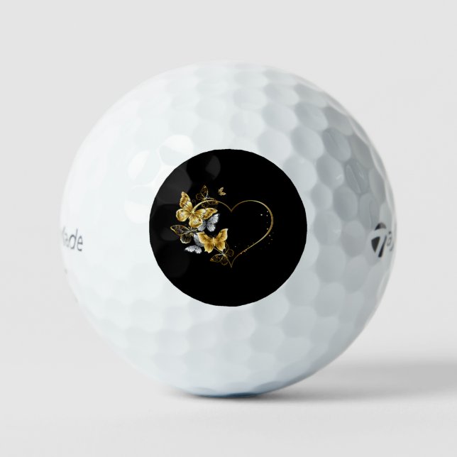 Balles De Golf Coeur aux papillons d'or (Recto)