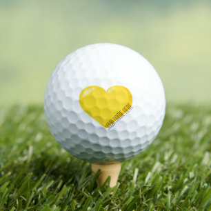 Balles De Golf Coeur Emoji Jaune et votre nom