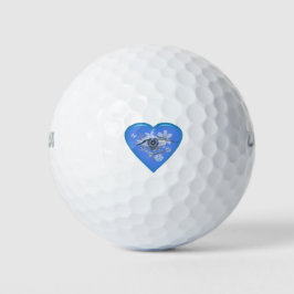 Balles De Golf Coeur floral mystique de l'oeil