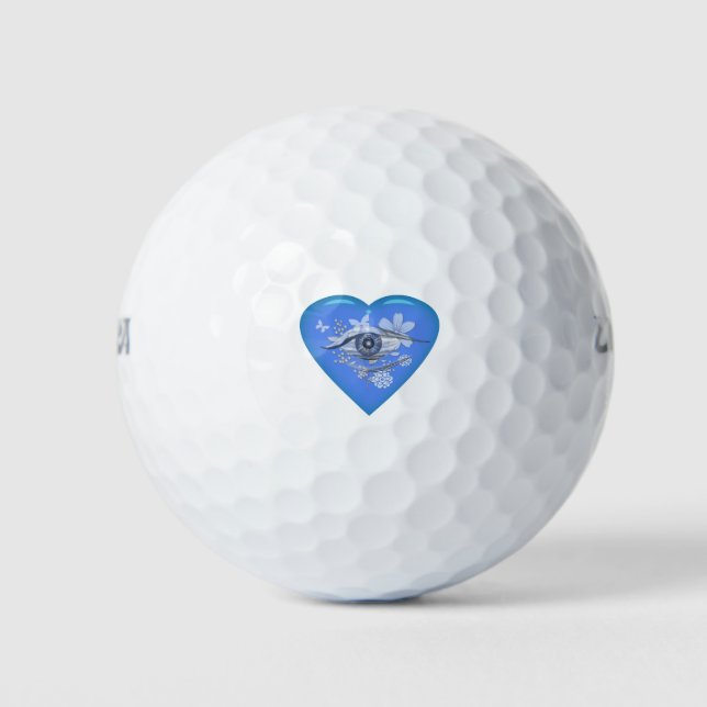 Balles De Golf Coeur floral mystique de l'oeil (Devant)