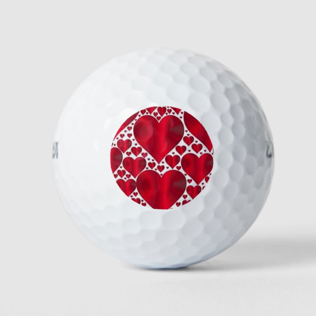 BALLES DE GOLF COEURS ROUGES POUR LA JOURNÉE DE VALENTINE (Devant)