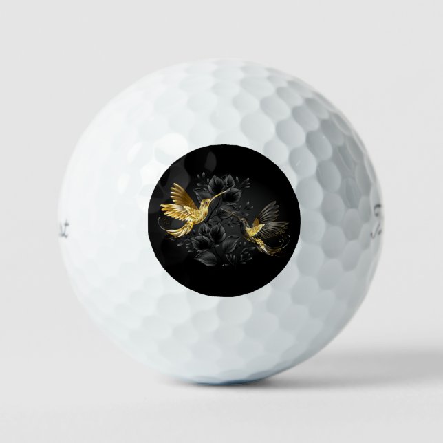 Balles De Golf Colibri noir et or (Recto)