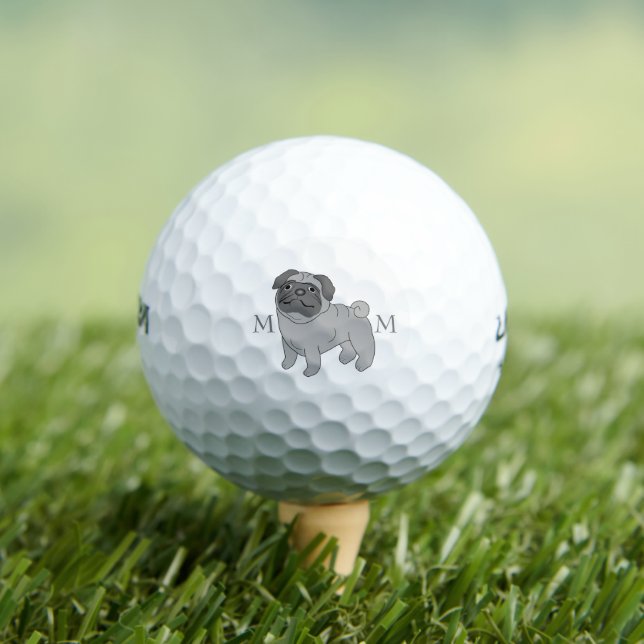 Balles De Golf Conception de chien de Carlin gris personnalisée (T-shirt Insitu)