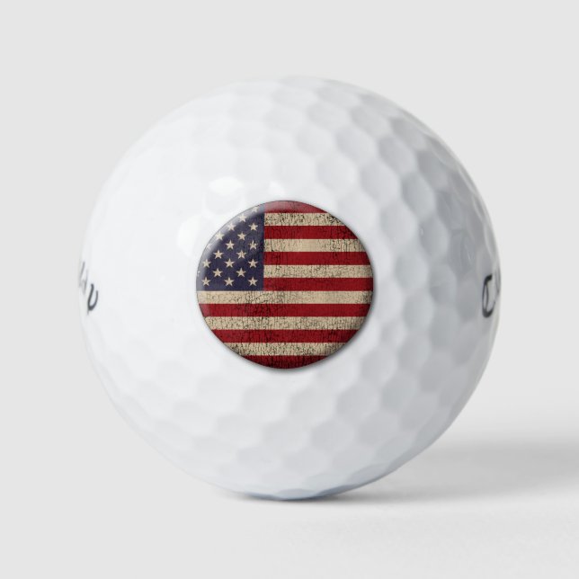 Balles De Golf Conception de drapeau américain en détresse (Devant)