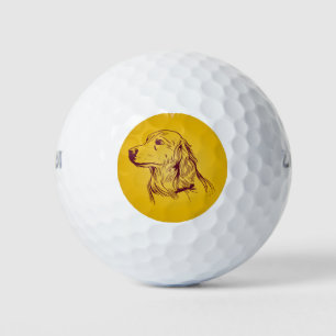 Balles De Golf Conception de visage de chien mignon Golden Retrie