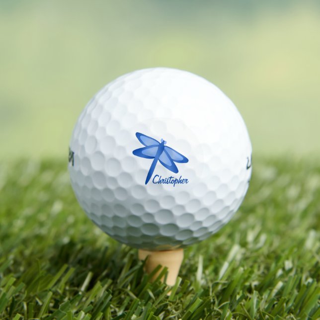 Balles De Golf Conception Libellule Bleue (T-shirt Insitu)