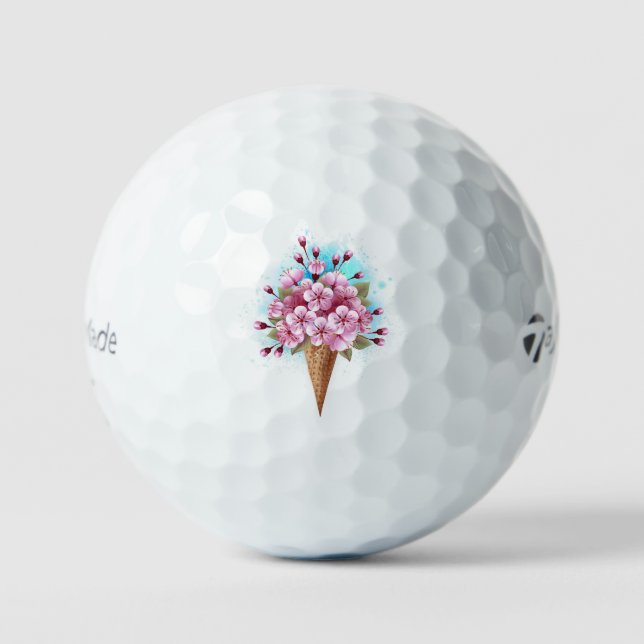 Balles De Golf Cône rose Sakura crème glacée gaufre (Recto)