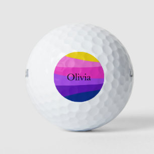 Balles De Golf Contemporary Vibrant Design Nom personnalisé