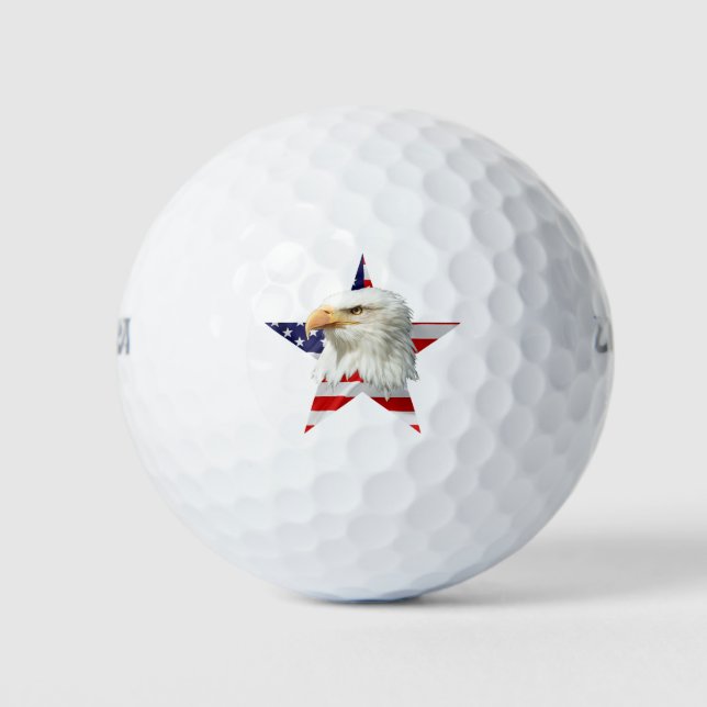 Balles De Golf Cool Eagle, le drapeau américain patriotique (Devant)