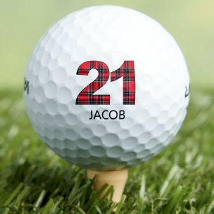 Balles De Golf Cool Golfer Cadeau 21e anniversaire rouge plaid de