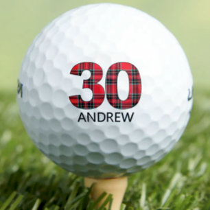 Balles De Golf Cool Golfer Cadeau 30e anniversaire rouge plaid de