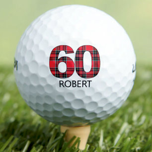 Balles De Golf Cool Golfer Cadeau 60e anniversaire rouge plaid de