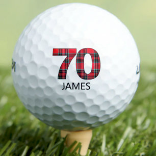 Balles De Golf Cool Golfer Cadeau 70e anniversaire rouge plaid de