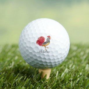 Balles De Golf Coq aquarelle de Thanksgiving personnalisé