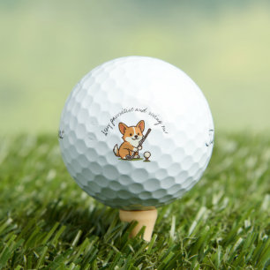 Balles De Golf Corgi joyeux 'Restez Pawsitive et courez ! ' Amusa