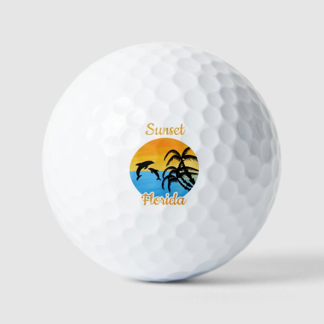 Balles De Golf Coucher de soleil mignon en Floride (Recto)